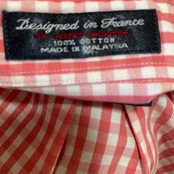 Faconnable Checked Button Up Shirt Pink Size Large short sleeve - Picture 4 of 9